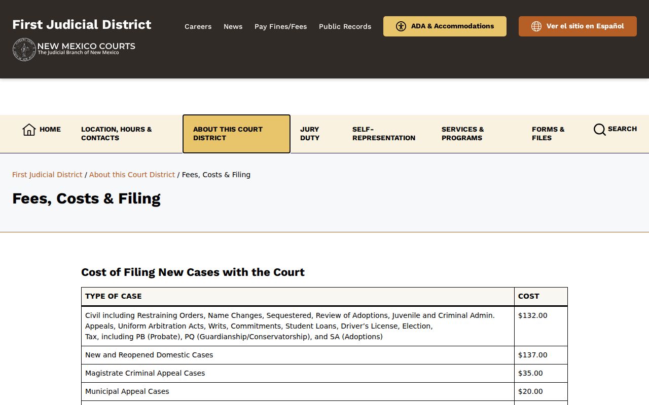 Santa Fe County court cash bond information for bench warrant resolution