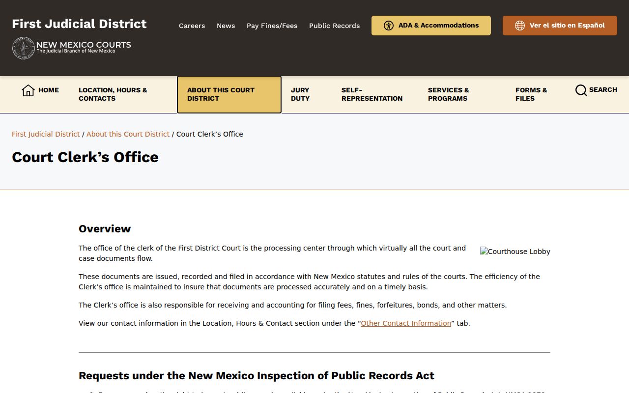 Santa Fe County court inspection and request instructions for warrant records
