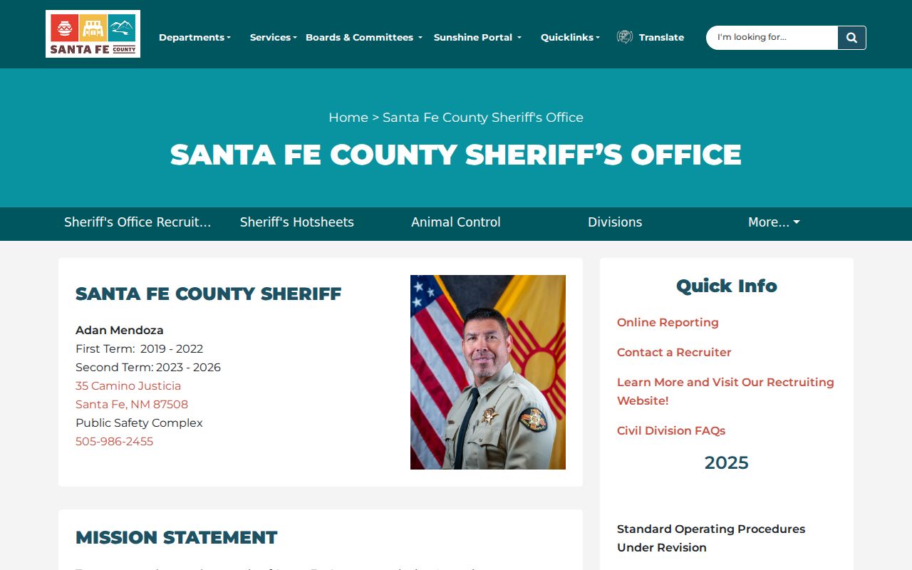 Santa Fe County Sheriff contact for active warrant confirmation