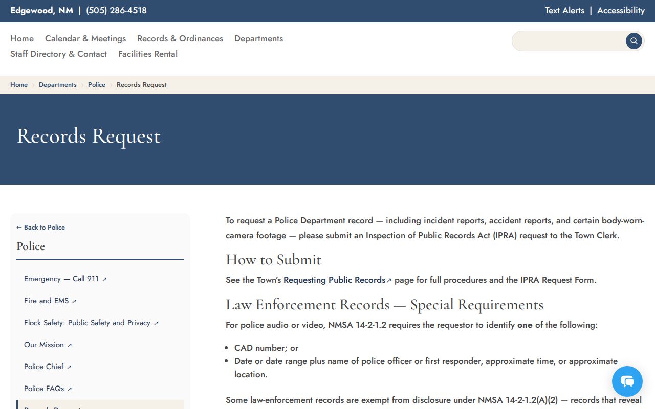 Edgewood warrant records police IPRA request instructions